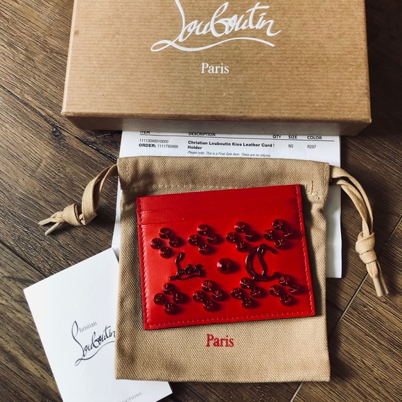 LOUBOUTIN-AUTHENTIC NWT Red Leather Card Holder - Picture 12 of 12